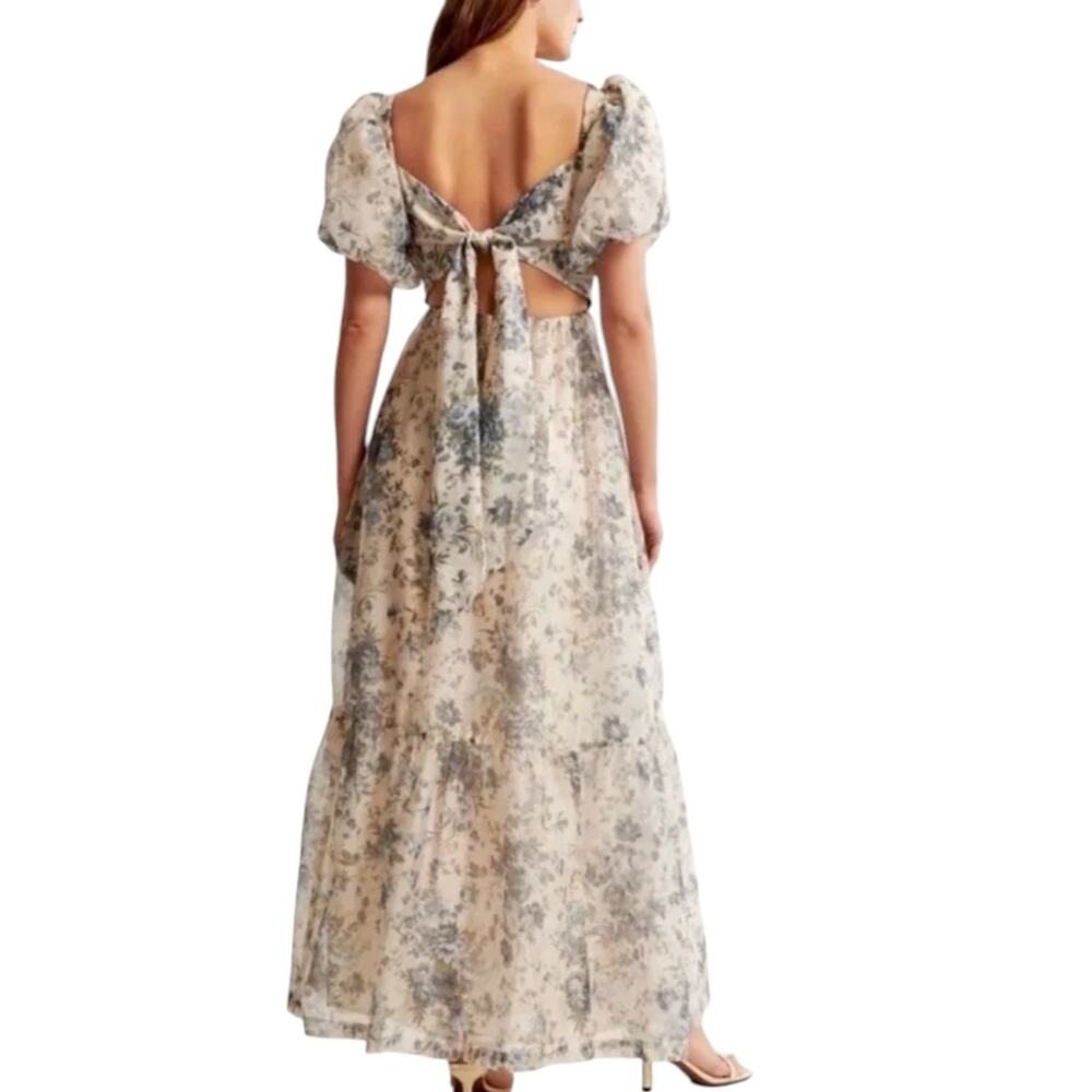 NWT Abercrombie & Fitch Emerson Bow Tie Back Floral Maxi Dress Size XL - Picture 4 of 12